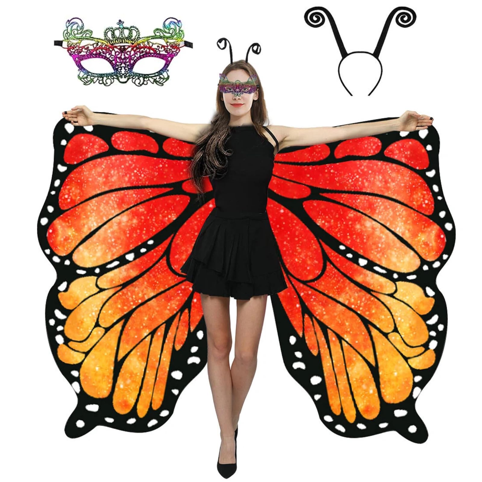WhiteUniQoon Double-Sided Printing Butterfly Costume for Women, Halloween Costumes Adult Butterfly Wings for Women 019 โ image 1