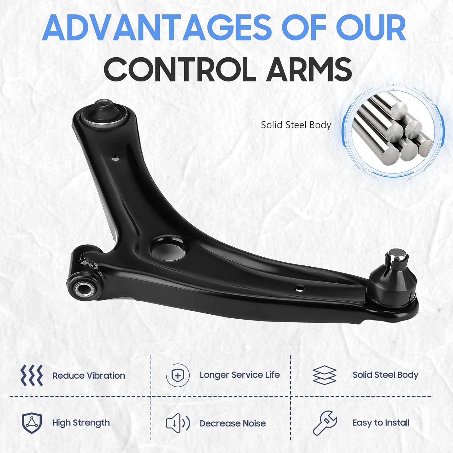 Front Lower Control Arms w/Ball Joint Sway Bar Tie Rods Replacement Suspension Kit for 2009-2012 Dodge Caliber, 2007-2017 Jeep Compass, 2007-2017 Jeep Patriot (8pc)