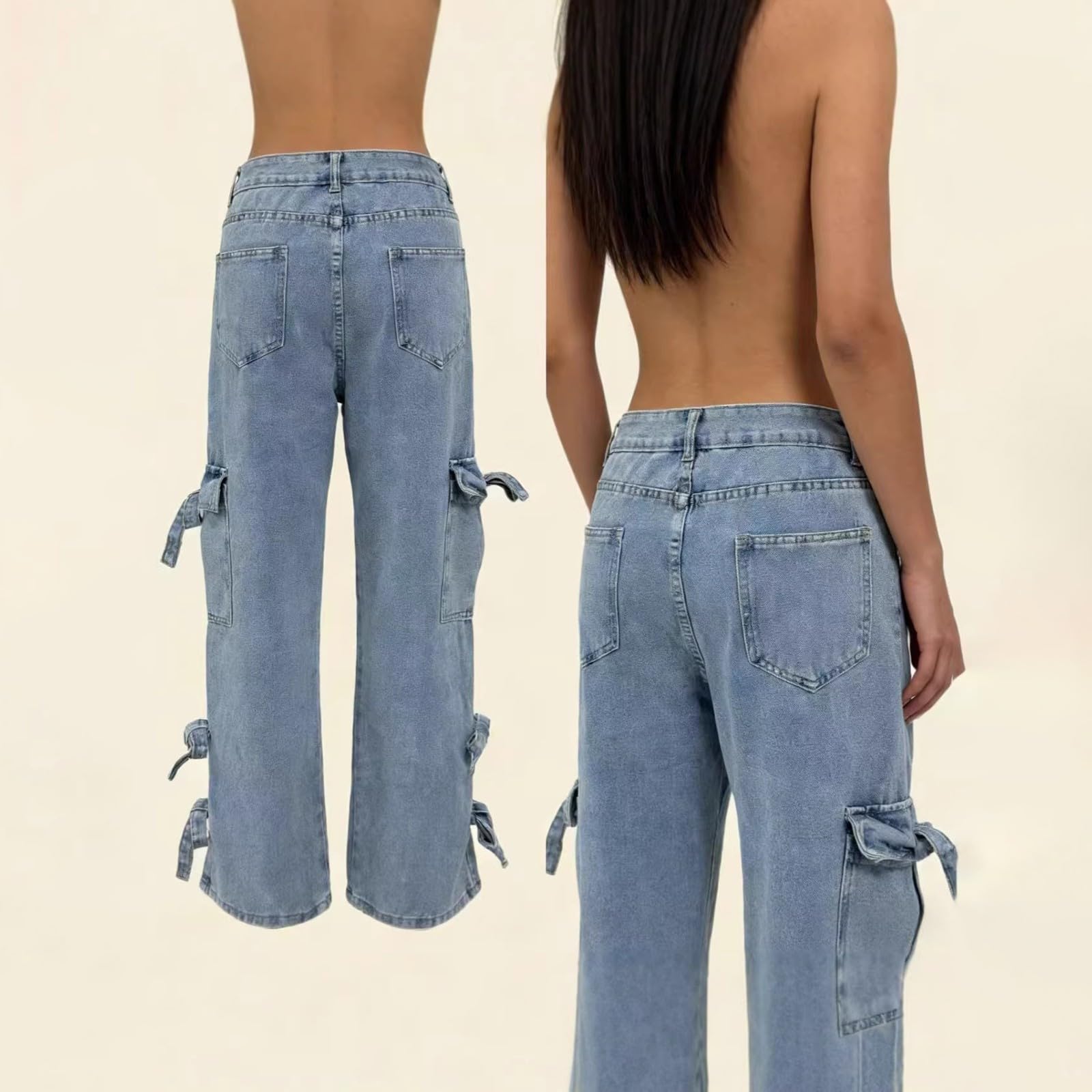 Jeans Donna Curvy Jeans Elasticizzati Leggeri Curvy Pantaloni Baggy Gamba Larga Larghi Tempo Libero Pantaloni Denim Vita Alta Casual con Tasche Moda Pantalone Wide Leg Comodi Vintage