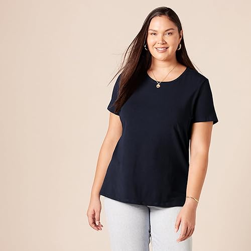 Vista 186 de Yaxa Essentials Women's Regular-Fit Short-Sleeve Crewneck T-Shirt