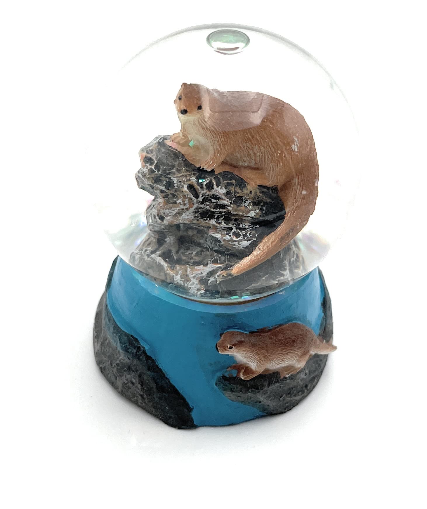 Onwomania Otter otter, height 6.5 cm, snow globe, glitter ball, shaking ball, multicoloured