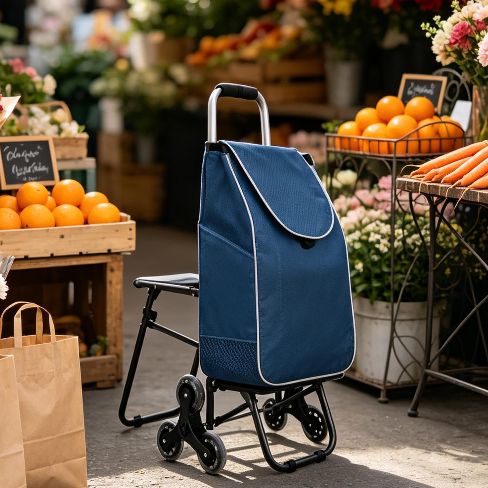 Carrito Subeescaleras para La Compra Bolsa Portátil para Trepador con 3 | de Compra Rodante Ancianos Subir Escaleras Supermercado Mercado Lavandería Hogar Coche Autobús