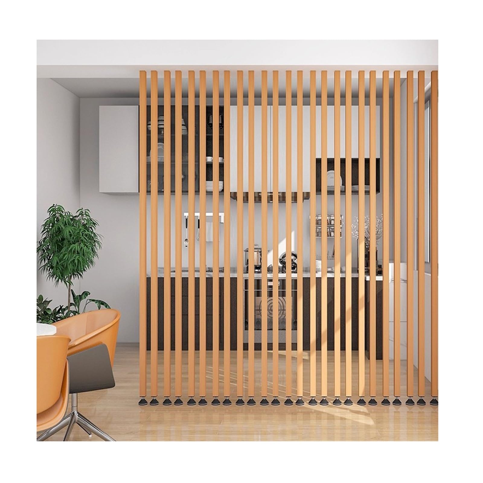 Séparation escalier et entrée avec cette cloison design à lattes 125cm