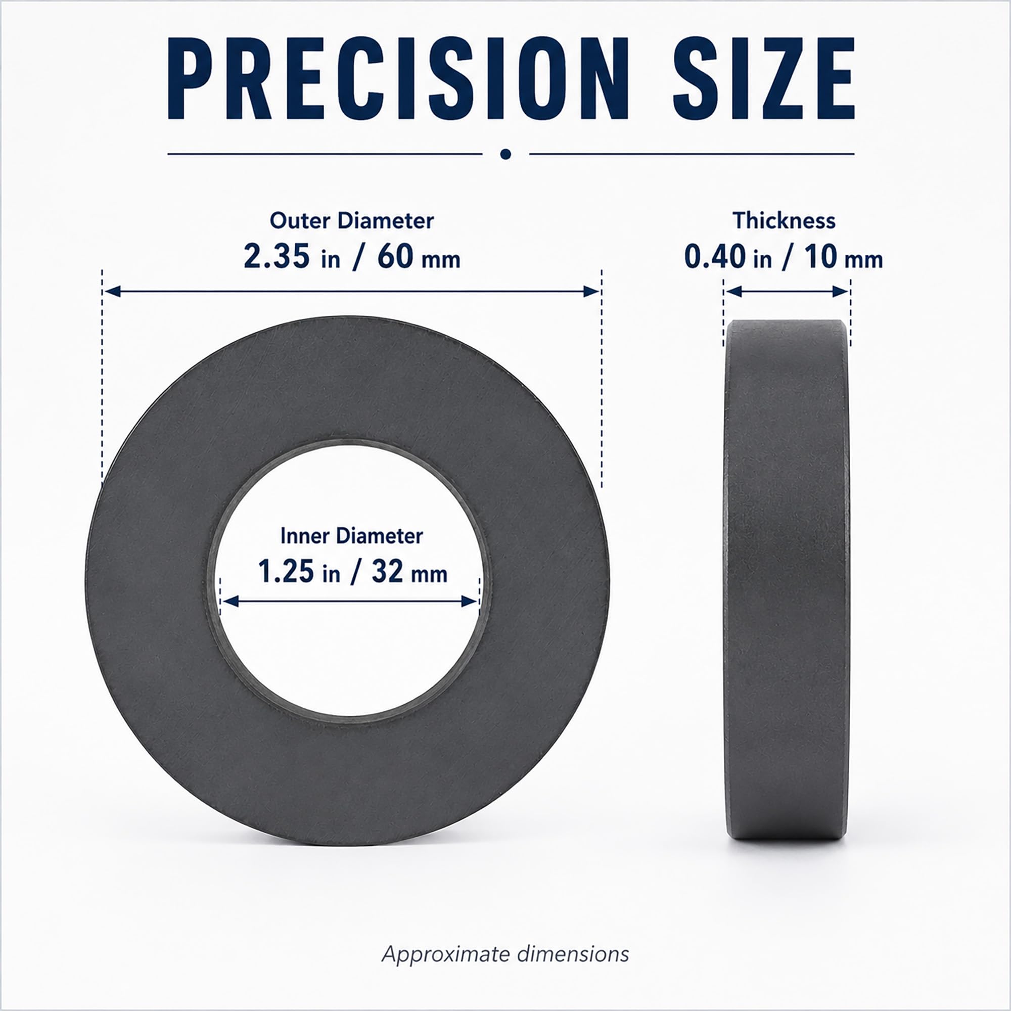 Large Magnet Big Ceramic Ring Magnets OD60 x ID32 x 10mm (Pack of 2) — Amazon image 2