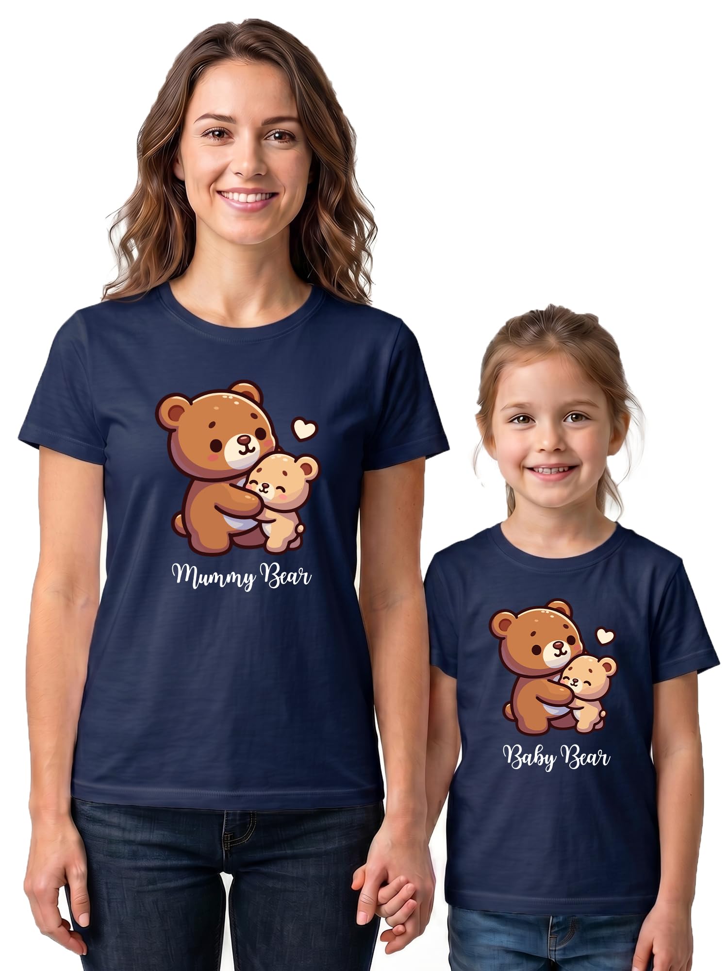 indissh Mother Daughter Matching Cotton T-Shirt Combo | Round Neck Regular Fit Graphic Printed Tshirt for Mom and Daughter - MD_MUSOBEAR_PAR-picture-12