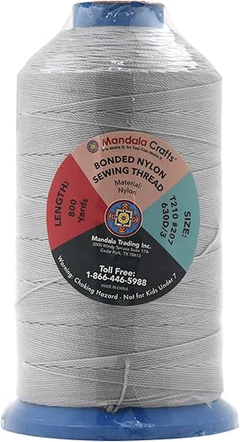 Miniatura 339 de Mandala Crafts Hilos de coser resistentes de nailon consolidado, hilo para tejer jeans de cuero, hilos de tapicería marina al aire libre, Beige