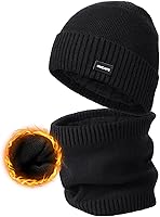 Wmcaps Unisex Fleece Lined Beanie & Scarf Set - Thick Warm Winter Hat Neck Gaiter for Men Women, Ideal Cold Weather Gift