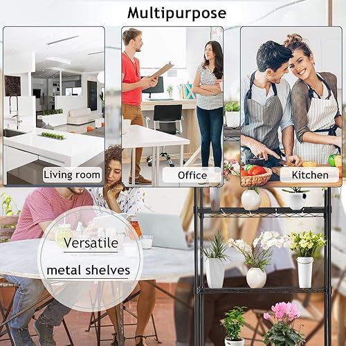 Miniatura 8 de Estante de alambre de 5 niveles, estante de metal resistente, estante de 24 pulgadas de largo x 14 pulgadas de ancho x 60 pulgadas de alto,