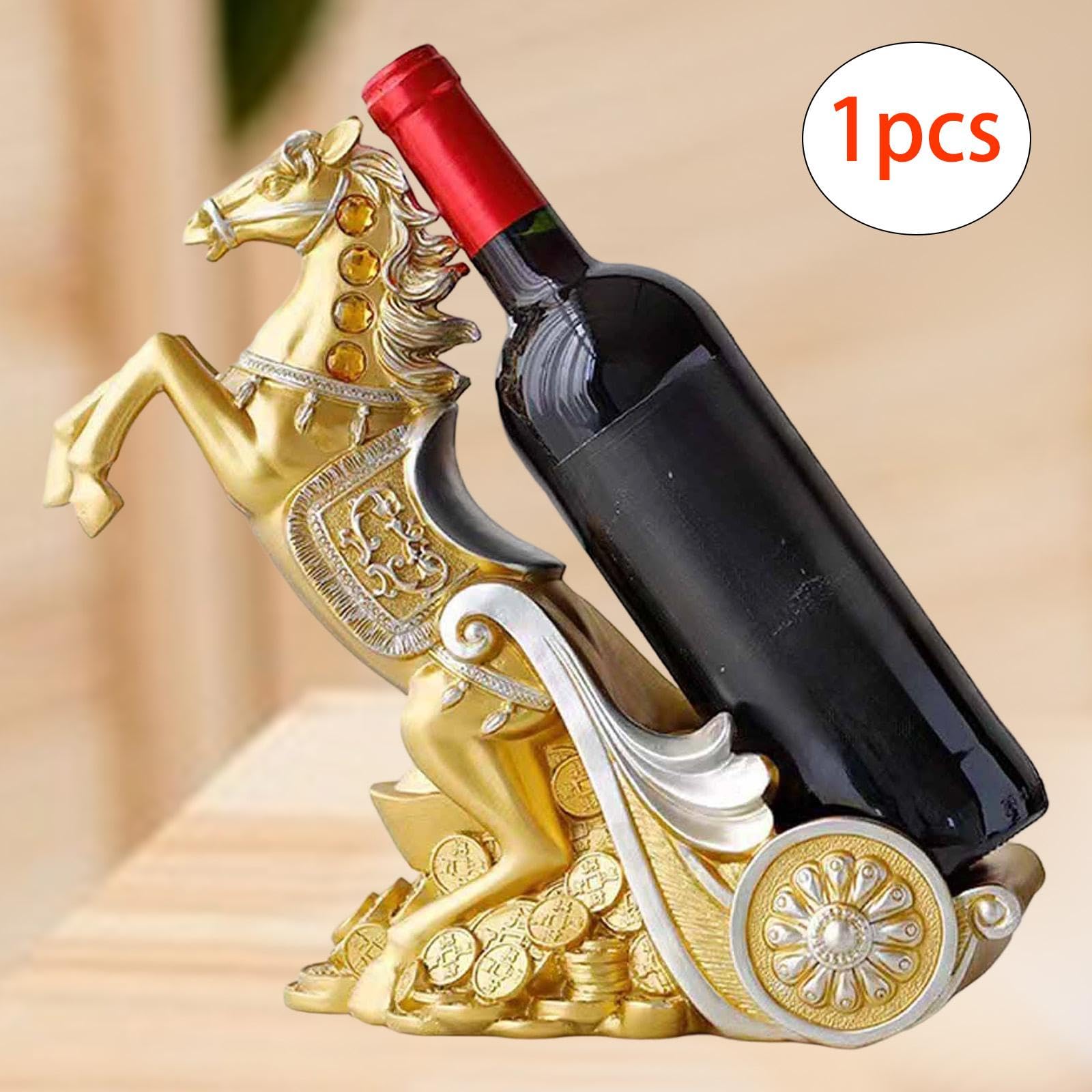 Soporte para Botellas de Vino con Forma de Caballo para Encimera O Mesa de Oficina en Casa.