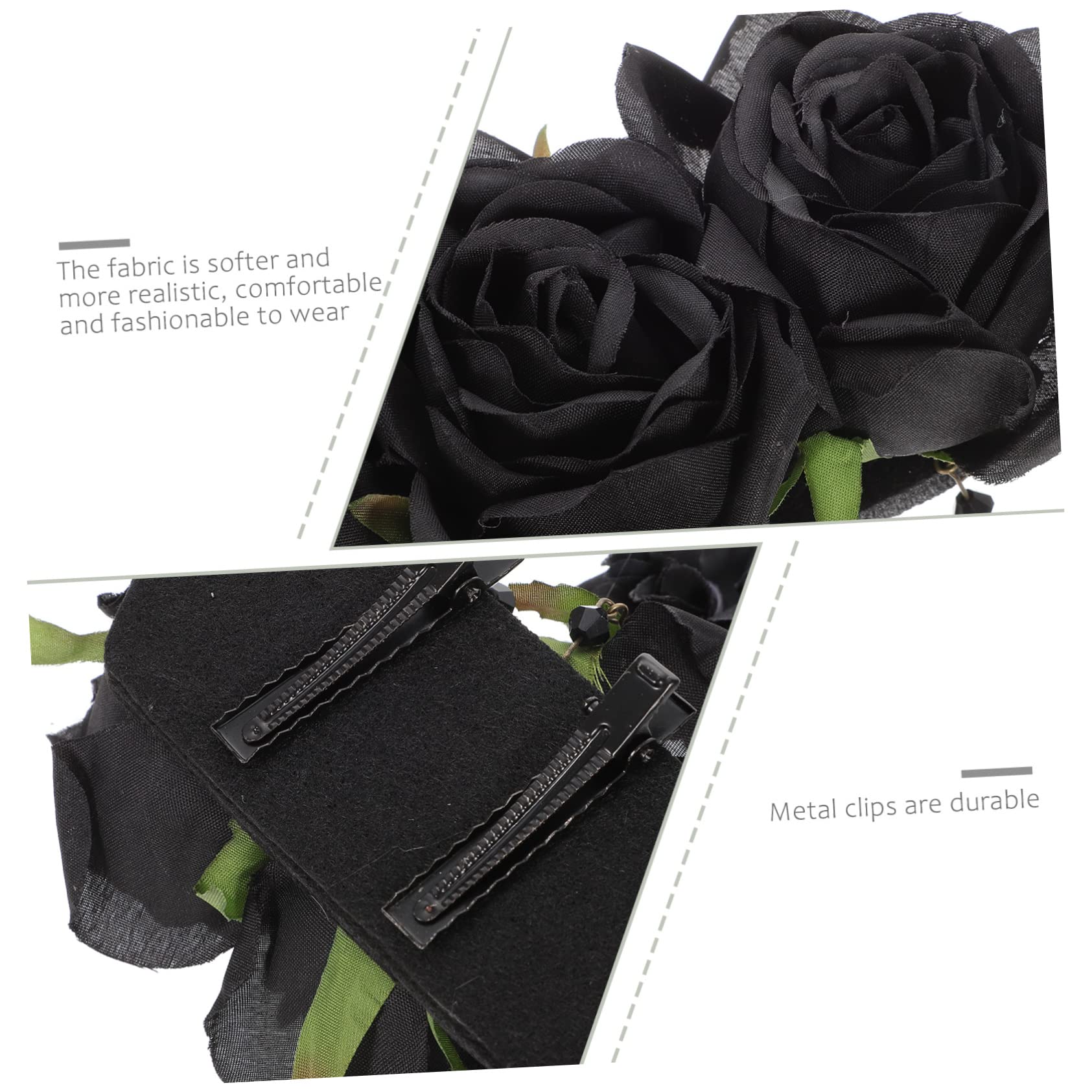minkissy 3piezas Clip De Flor Gótica Para Cabello Accesorios Para Halloween y Fiestas Pinza De Pelo Floral Para Cosplay y Bodas