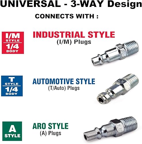 Miniatura 6 de Primefit UC1414FB6-B10-P Paquete de contratista de acoplador universal hembra de latón de 6 bolas de 1/4 pulgadas, 10 piezas