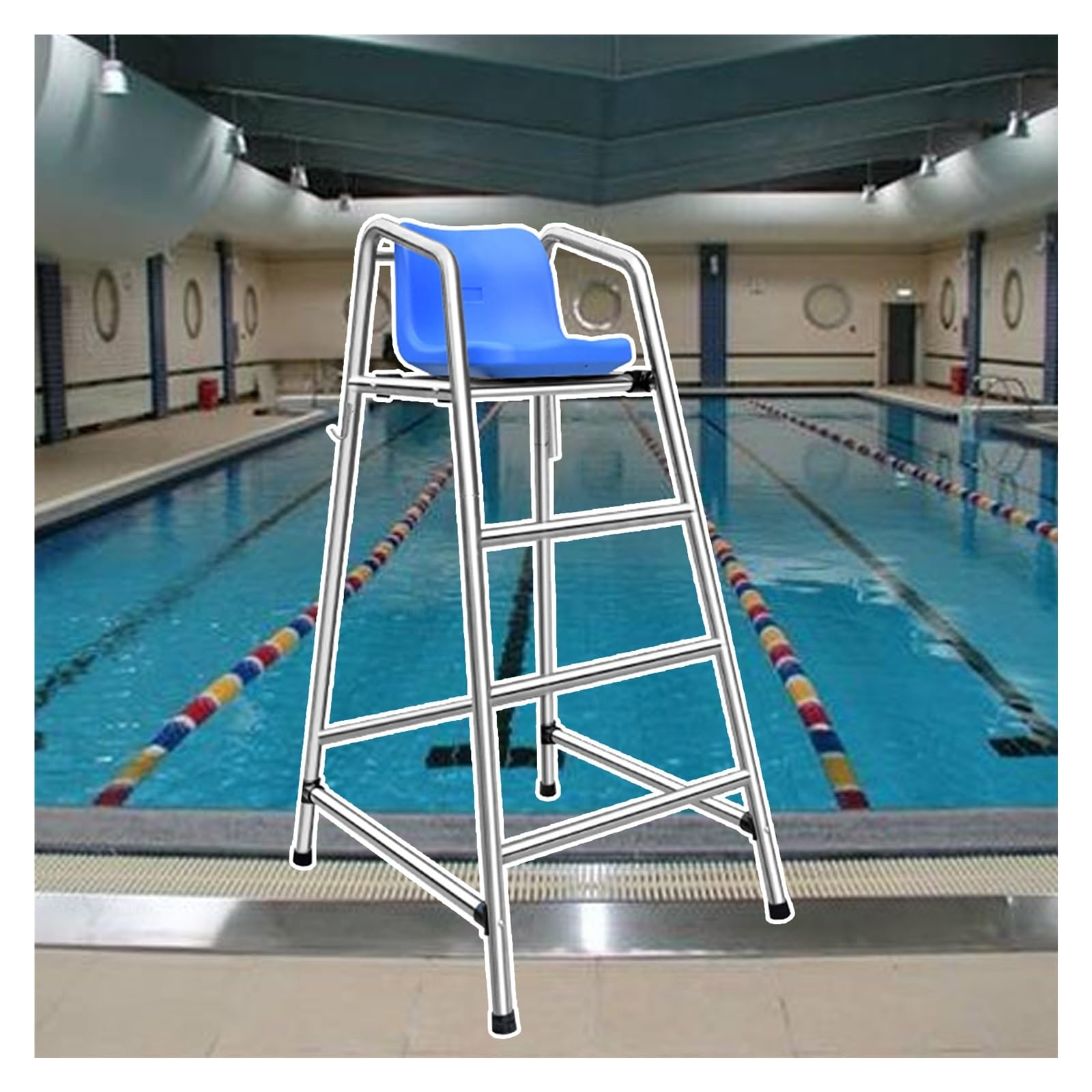 Stainless Steel Lifeguard Chair 120-180 cm for Pool &amp; Beach, Heavy-Duty Outdoor/Indoor Water Park, Durable Swimming Ladder for Lifeguards, Safety &amp; Comfort
