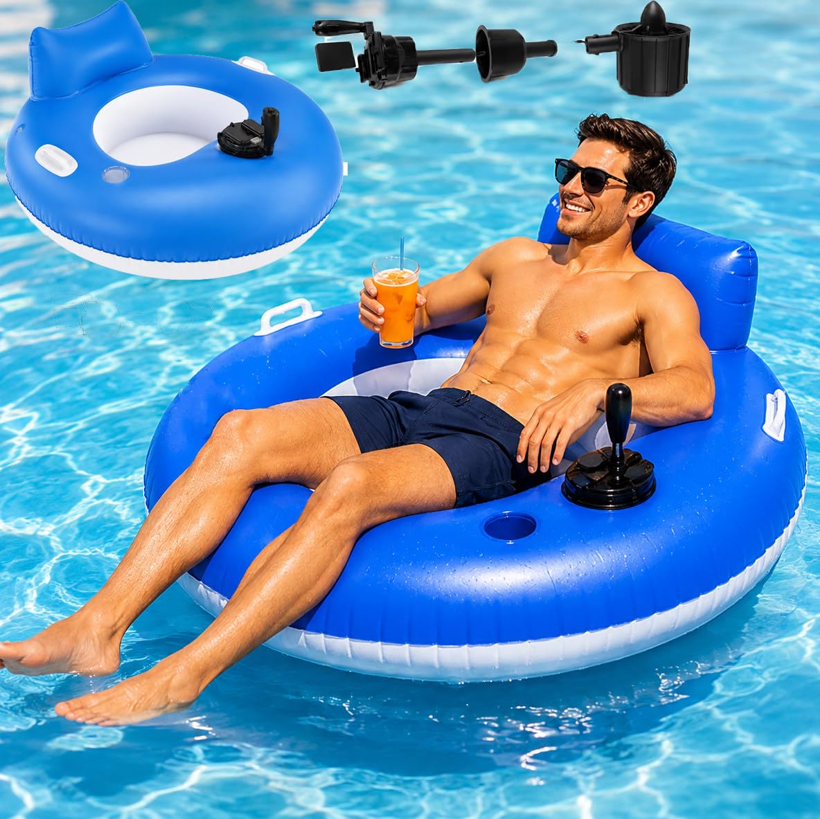 LISTaRSw Motorized Pool Float for Adults Electric Pool Lounger Chair Water Floaties A