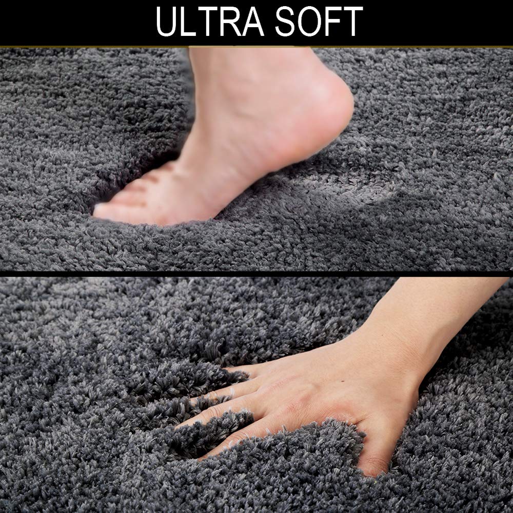 Walensee Large Bathroom Rug (24 x 72, Dark Grey) Extra Soft and