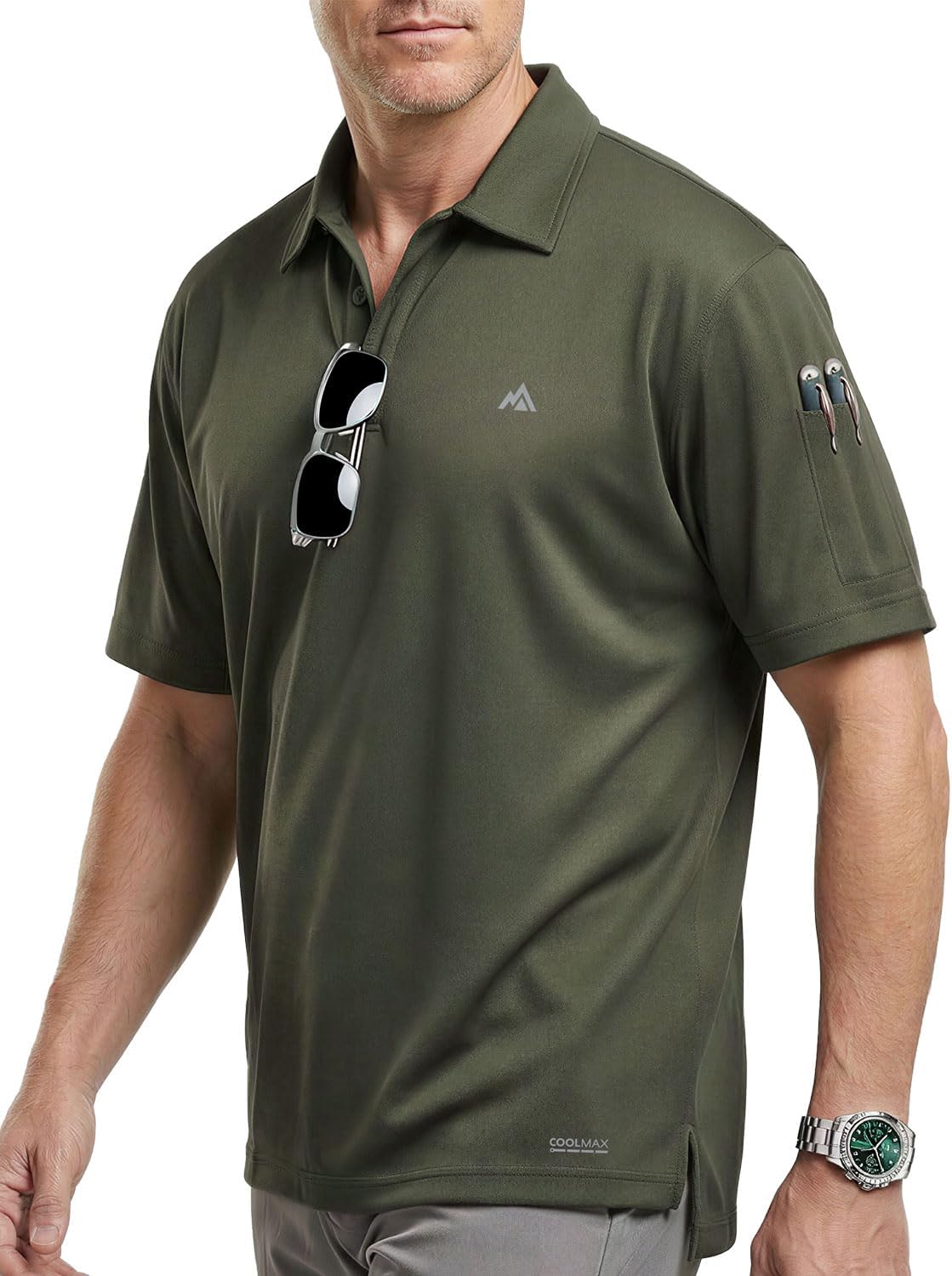 Instant Cooling Polo Shirt Men Quick Dry Work Short Sleeve Tactical Performance Golf Athletic Moisture Wicking