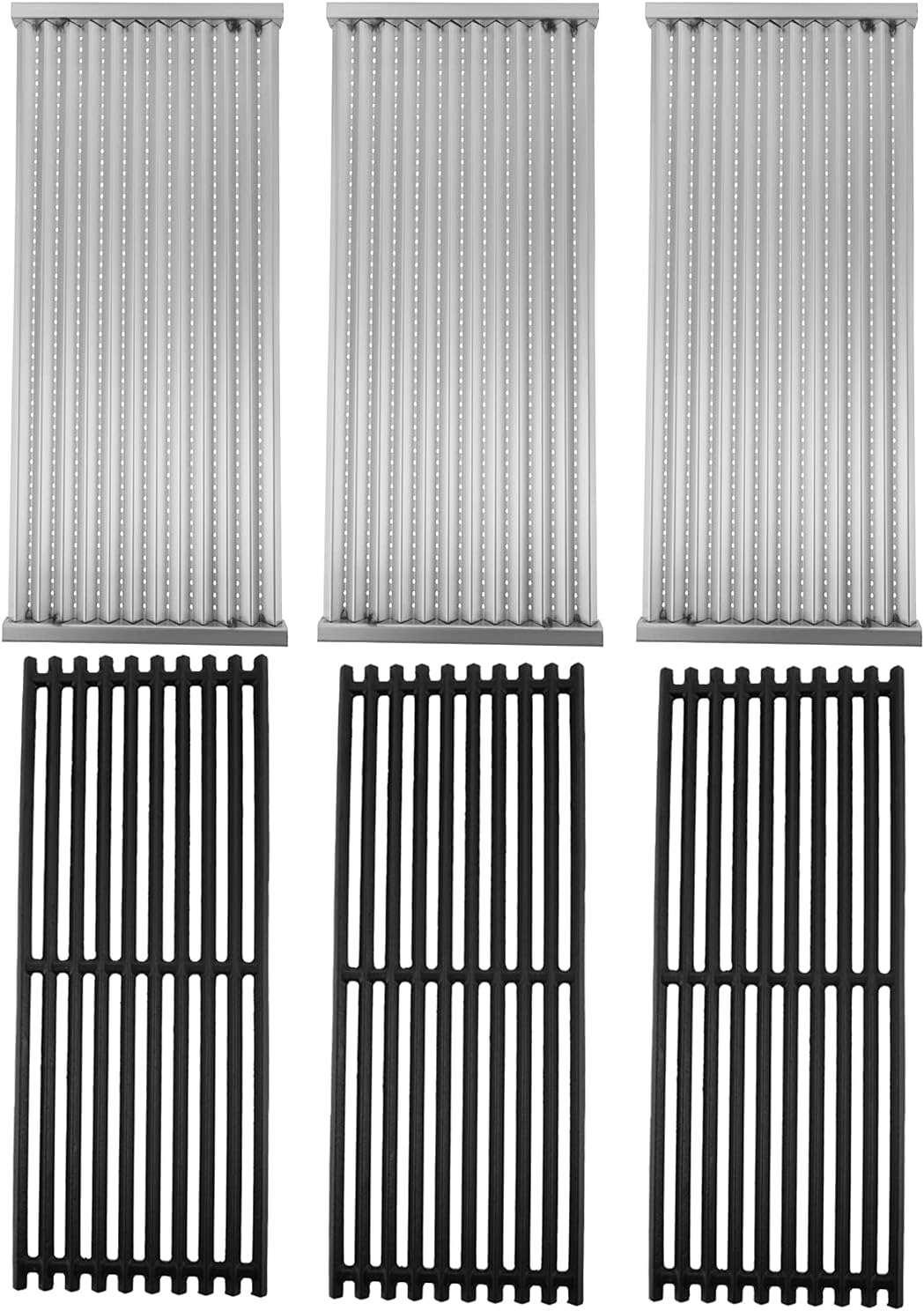 18 7/16" Emitter Plates & Infrared Grill Grates Replacement Parts for G515-4700-W1 G519-A400-W1 & G526-0007-W1 Charbroil Tru-Infrared 463270915, 463246909, 463246910, 463247009, 463247109, 3PCS Set 6 black+silver-3