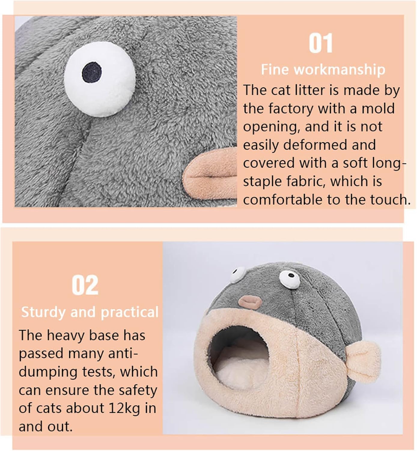 review for Cat Bed for Indoor Cats Small Dog Warm Bed House Puppy Tent Bed Kitten Pufferfish Cave Hut Removable Washable Cushio Warm Cat Bed Cave Tent House Small Large Indoor Cats Washable