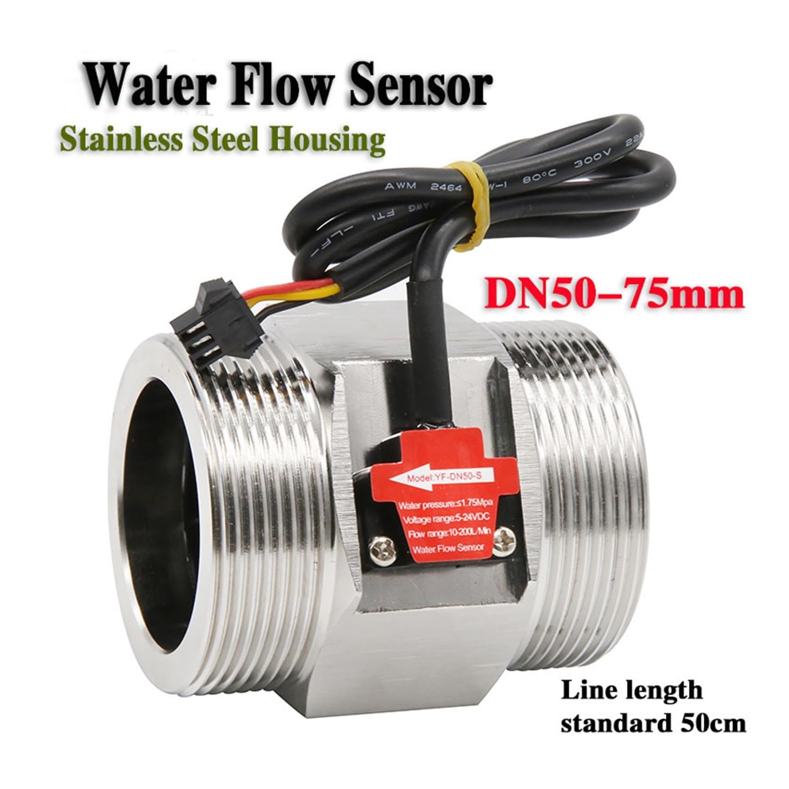 Caudalímetro, Medidor de flujo acero inoxidable S304, sensor electromagnético Detección alta precisión DN40 DN50(DN50)