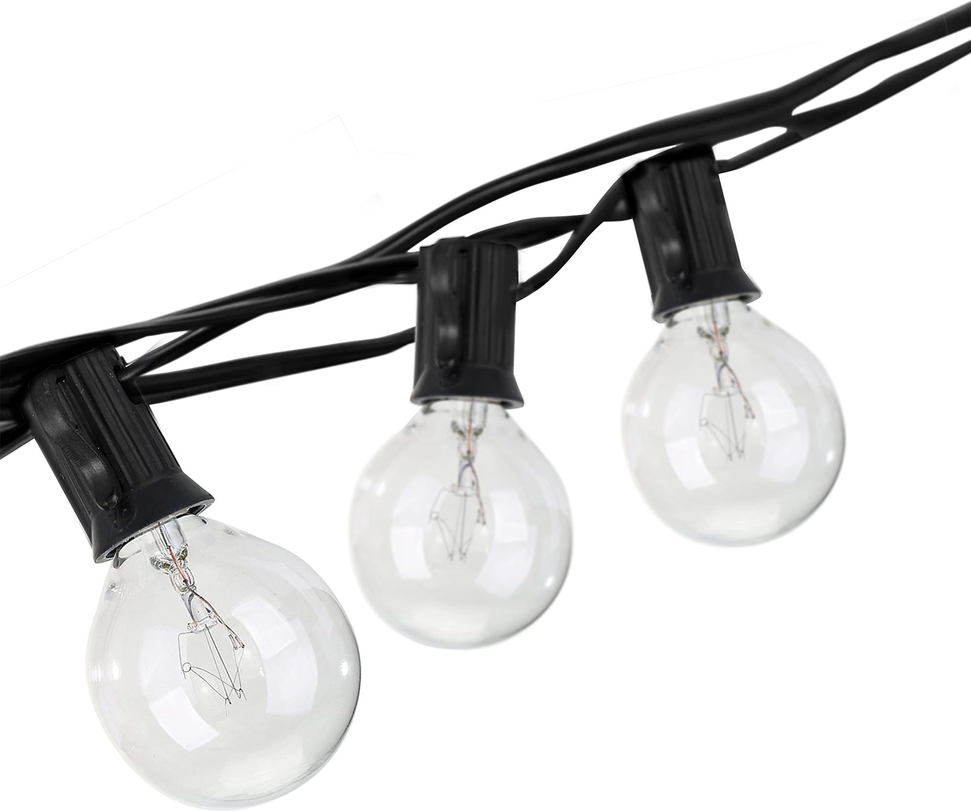 imimon Indoor,Outdoor String Lights,Novelty Lights with G40-25 Clear Globe Bulbs (Waterproof 25ft.) Perfect Warm Light Bulb for Patio,Party, Wedding,Christmas (Black)