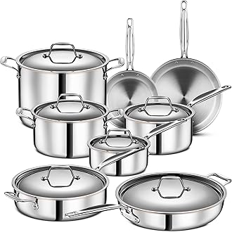 Legend 14 pc Copper Core Stainless Steel Pots & Pans Set | Pro Quality 5-Ply Clad Cookware | Professional Chef Grade Home Cooking, All Kitchen Induction & Oven Dishwasher Safe | PFOA, PTFE & PFOS Free