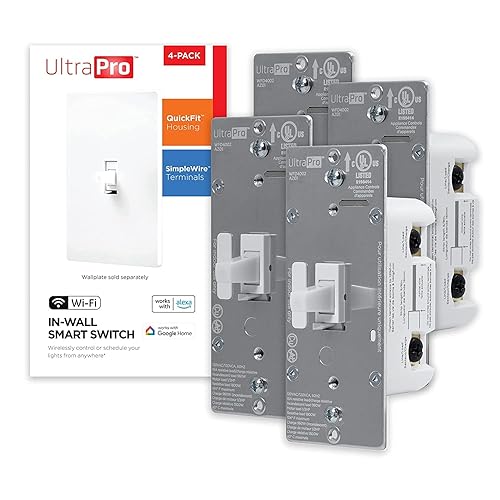 UltraPro Interruptor inteligente, interruptor de luz inteligente Wi-Fi de 2.4 GHz, ajuste rápido y SimpleWire, interruptor de 3 vías, funciona con