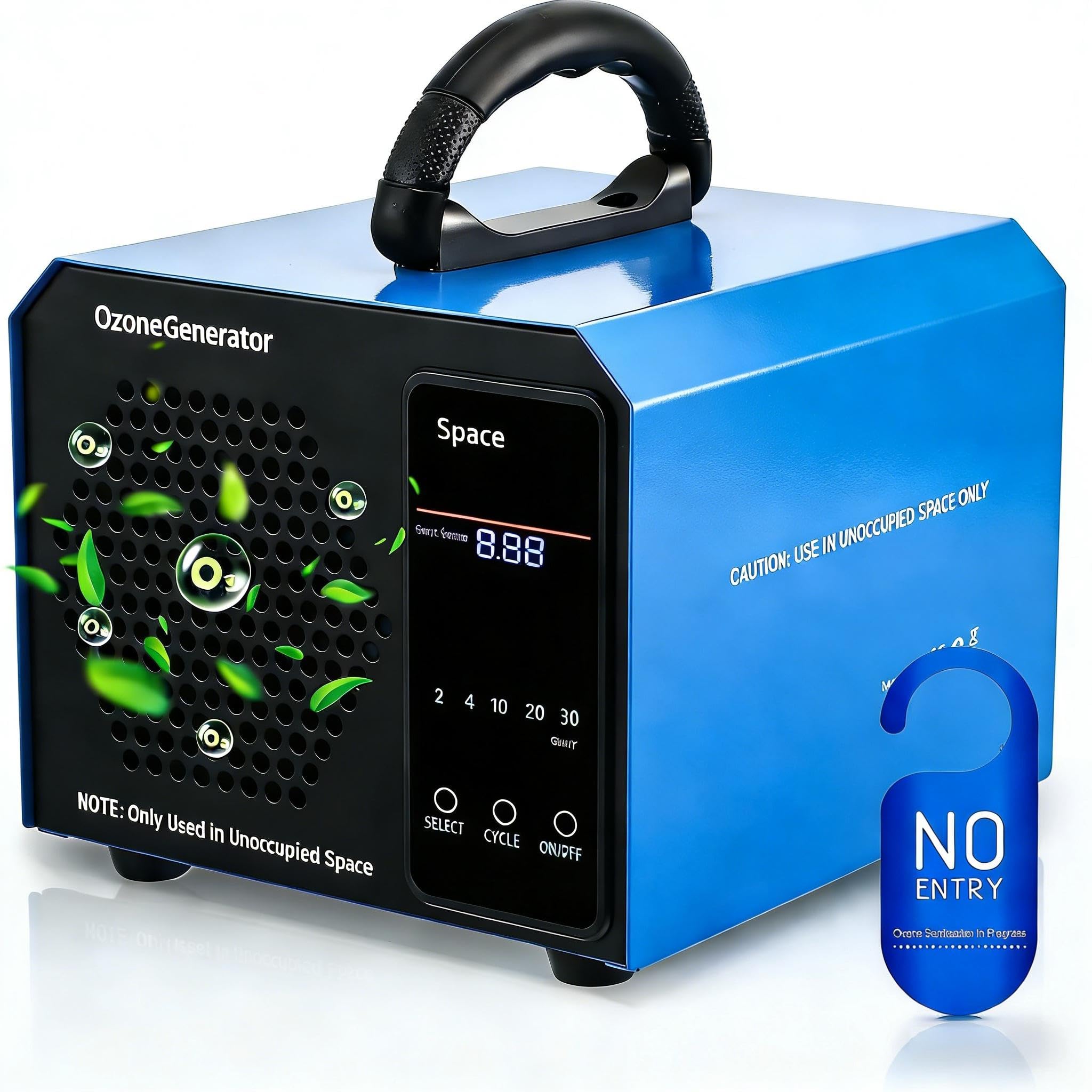 Generatore di Ozono 60000 mg/h, Smart Digital Purificatore d'Aria con Timer 120 Min, Potente & Silenzioso, Senza Manutenzione, Contro Fumo, Odori di Cantina & Cucina, Ideale per Appartamento