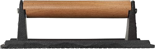 Miniatura 3 de EcoQuality - Prensa rectangular para parrilla con mango de madera (9.0 x 5.0in, prensadora de tocino, prensa de hamburguesas, prensa panini, prensa