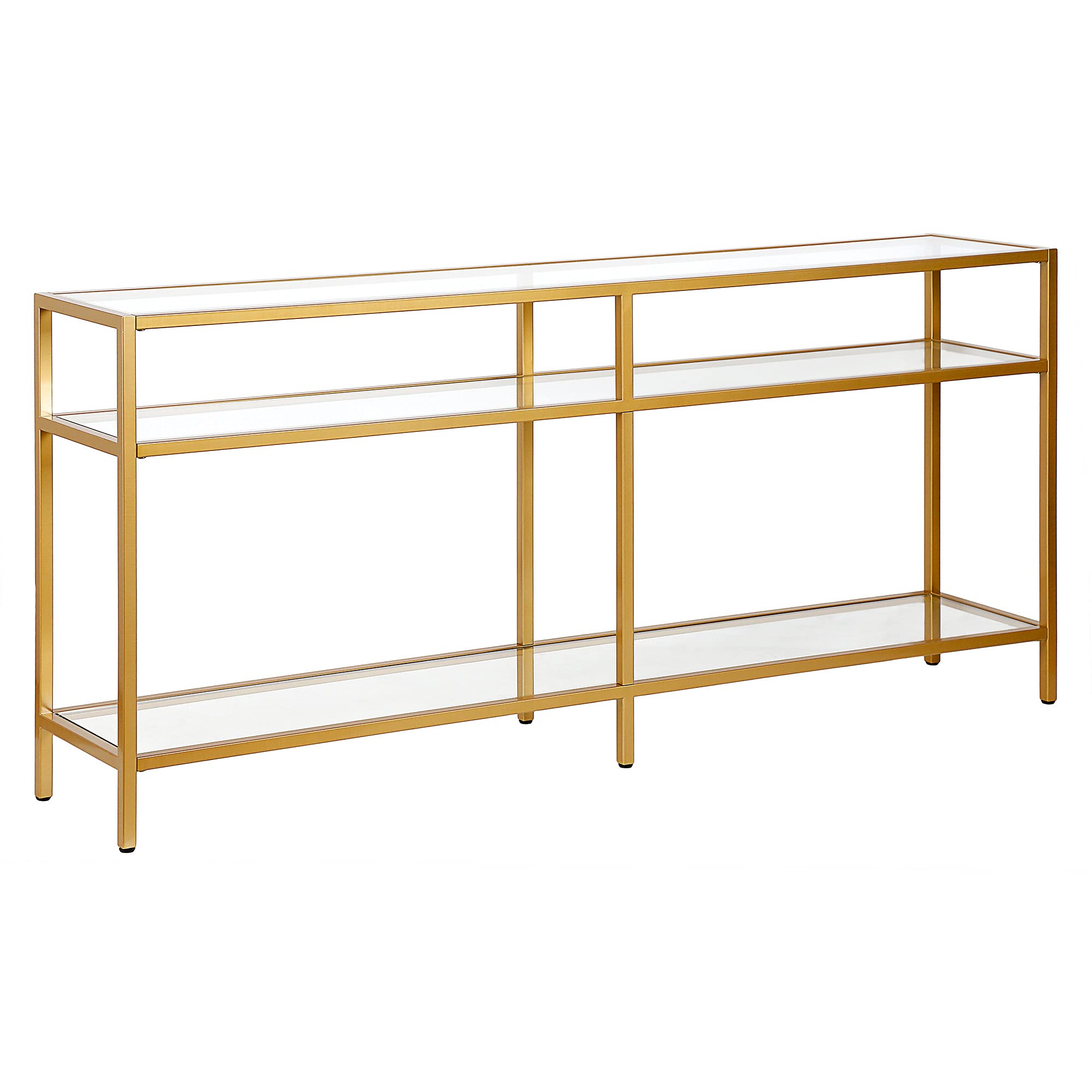 Henn&Hart 64" Wide Rectangular Console Table in Brass, Entryway Table, Accent Table for Living Room, Hallway