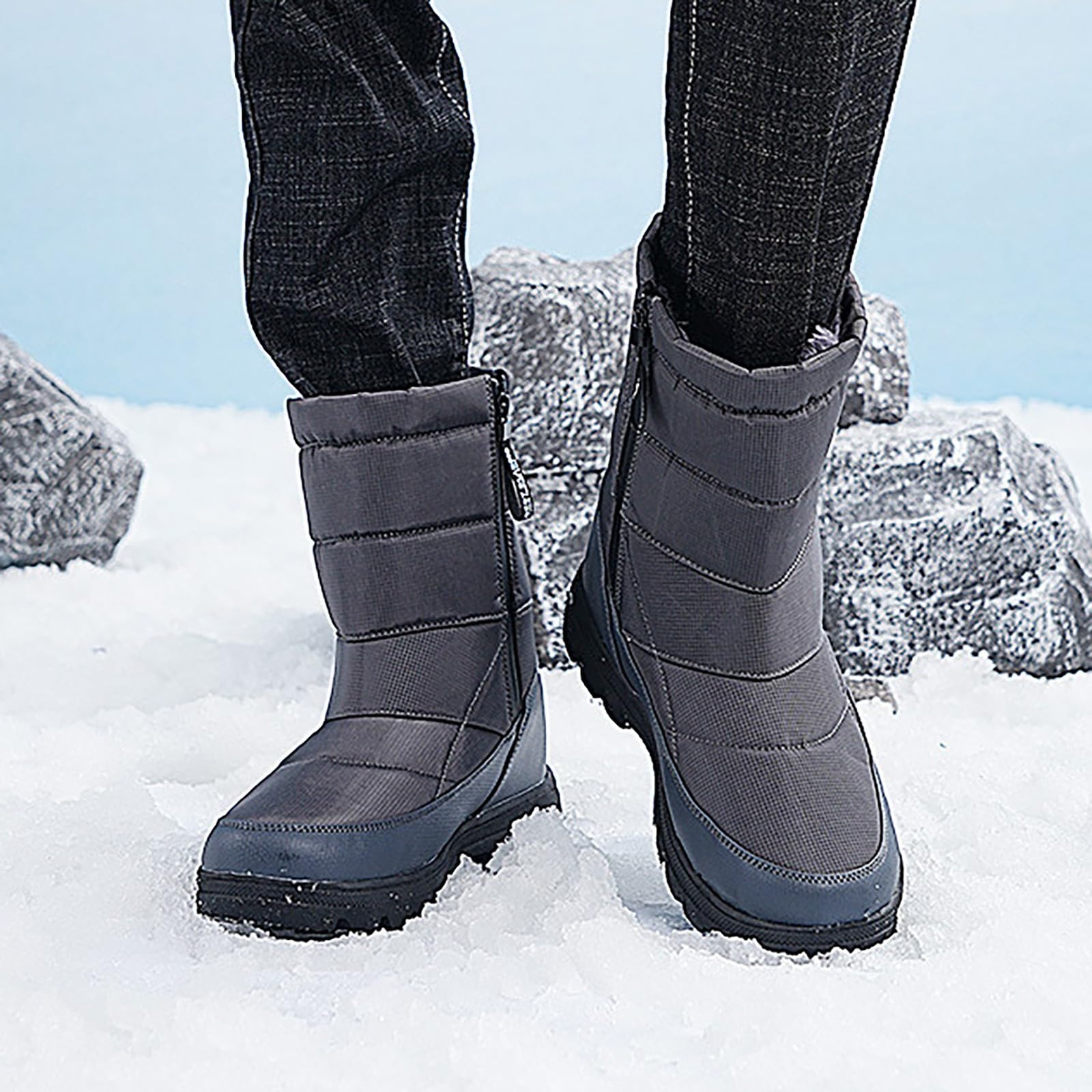 Warme Winterstiefel Herren Warm Gefüttert Mid Boots Winterboots