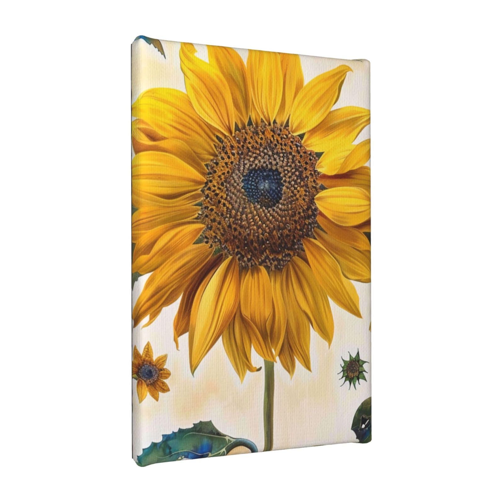 YKLJG Sunflowers Printed Wall Art Canvas Painting 20x30 CM Wooden Framed Picture Painting Artwork Prints for Bedroom Kitchen Home Office Decor