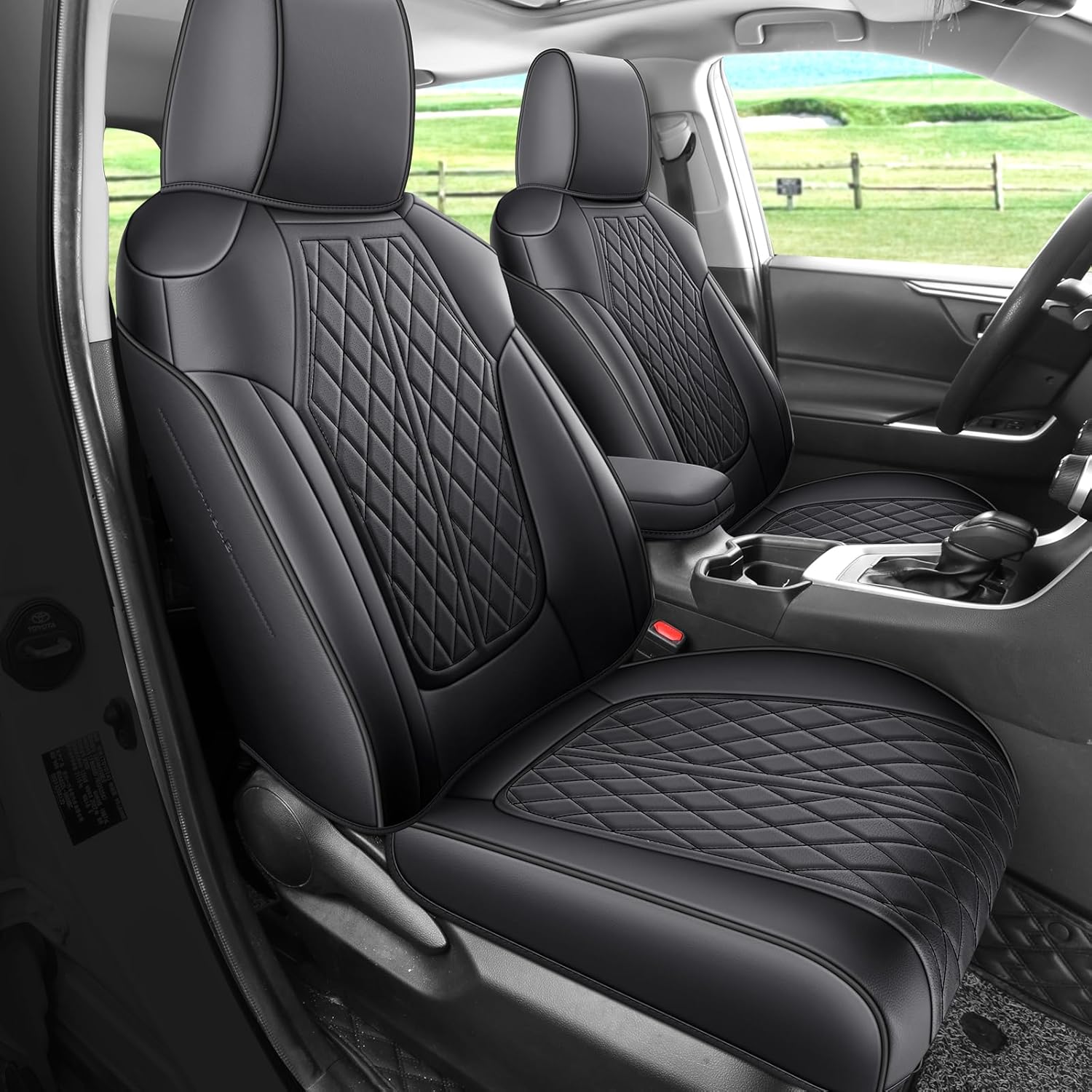 Rav4 Seat Covers Custom Fit for Toyota Rav4 Full Set Faux Leather Car Seat Covers Waterproof Full Coverage (Black, Hybrid Model 2019-2025 LE/XLE/Premium/Limited)