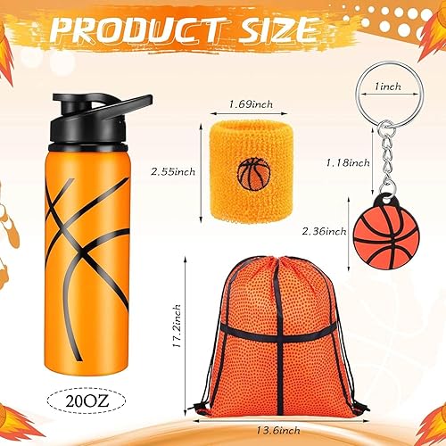 Miniatura 3 de LEIFIDE 148 piezas de regalos de baloncesto para fiestas de baloncesto de equipo, incluye botellas de agua de baloncesto, bolsas de golosinas con