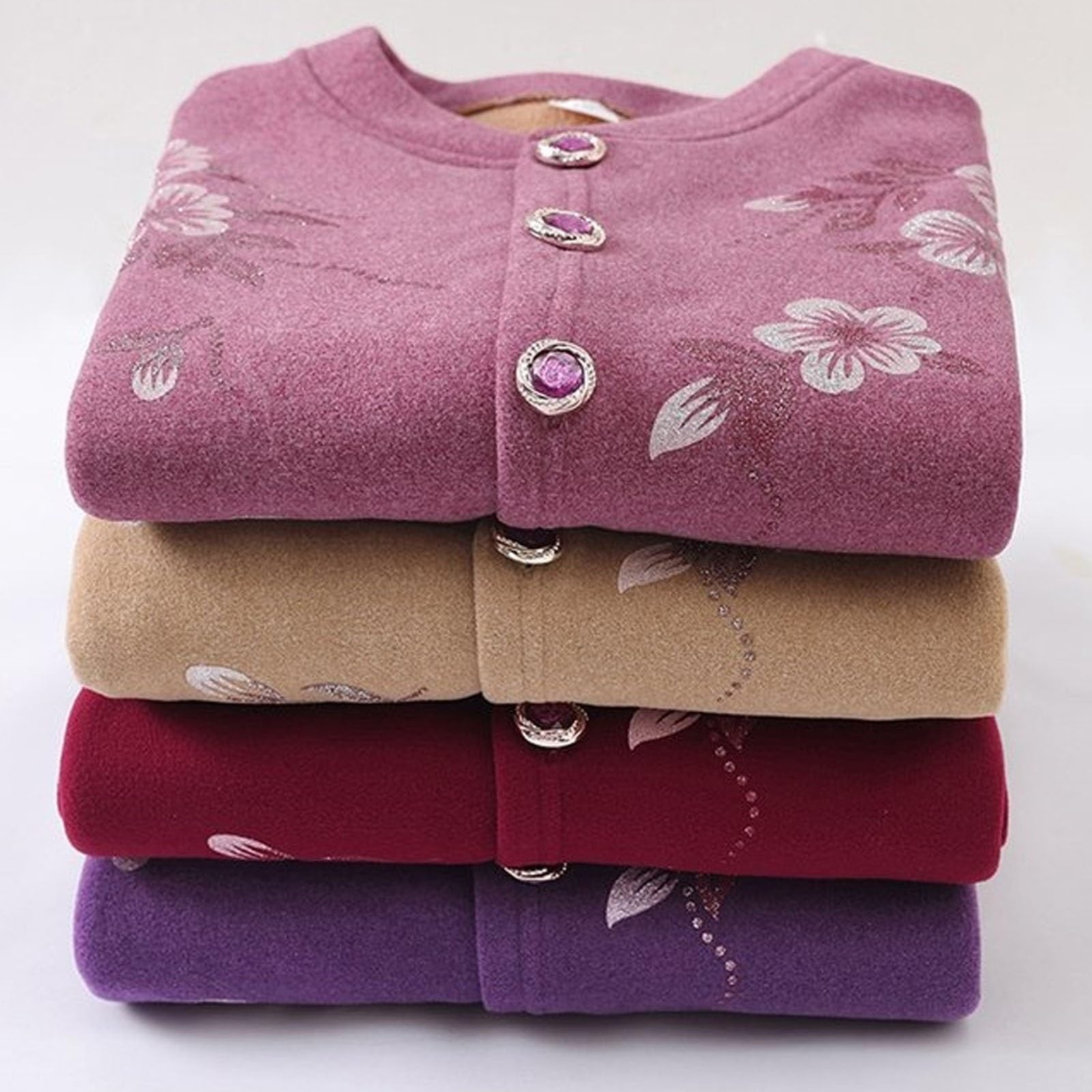 Confezione Da 2 Cardigan Lavorati A Maglia For Donne Anziane Di Mezza Età Set Pantaloni E Maglioni Pigiama Intimo Termico Strato Di Base Top Canottiere A Maniche Lunghe
