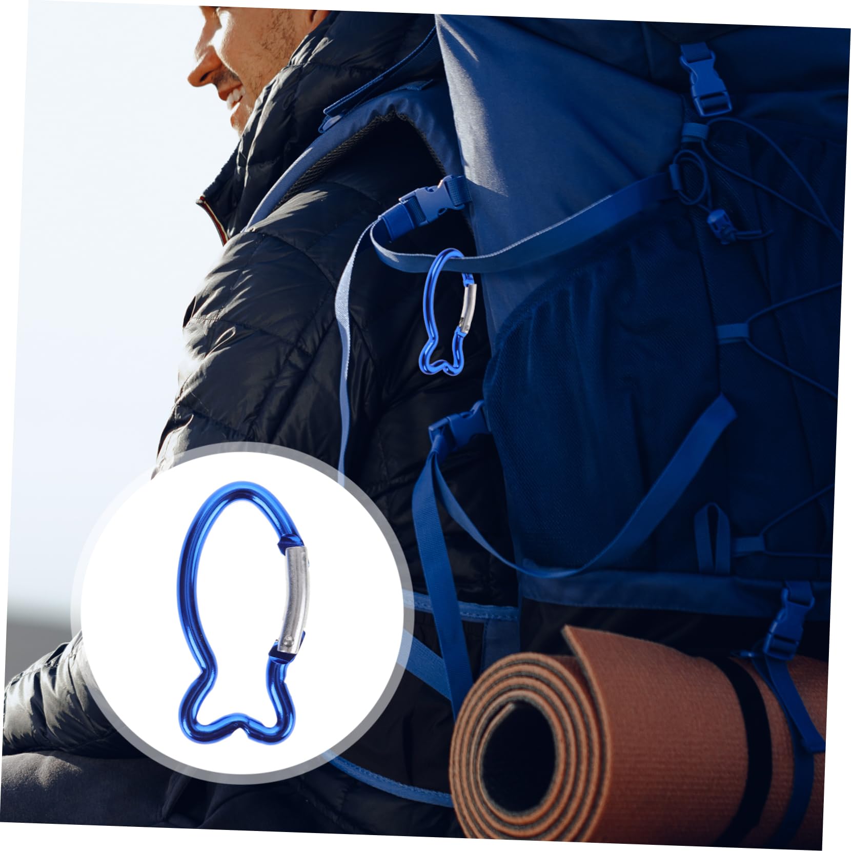 Sosoport Boucle De Sécurité Extérieure Crochets Mousqueton De Camping Boucle De Ceinture Boucler Boucles De Suspension Boucles en Métal Alliage D'aluminium Blue