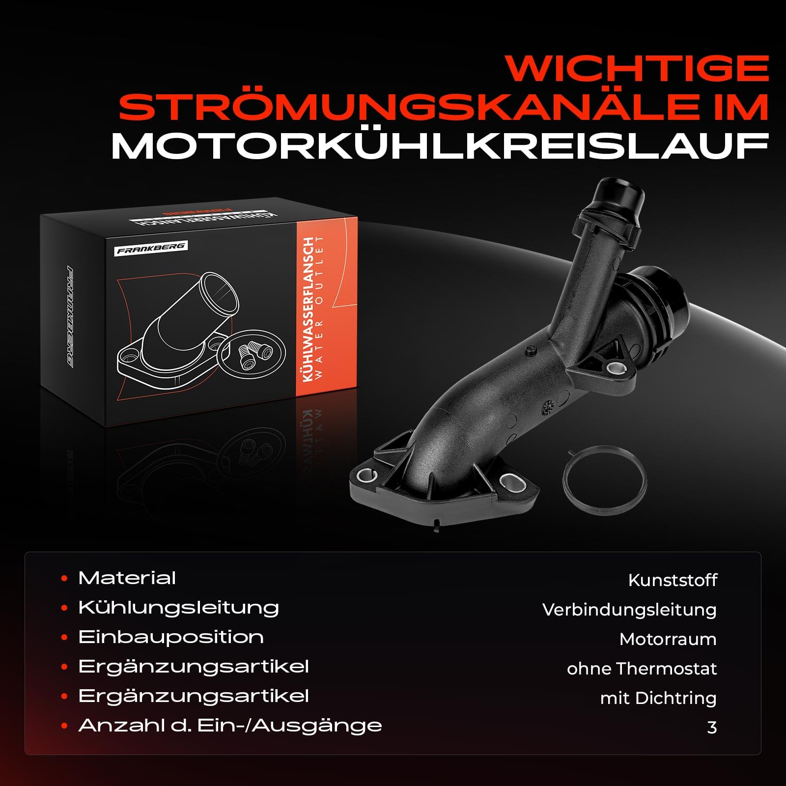 Frankberg Kühlwasserflansch Zylinderkopf Kompatibel mit 1er E87 1er Cabriolet E88 1er Coupe E82 3er E90 3er Cabriolet E46 3er Cabriolet E93 3er Compact E46 Replace# 11537505055