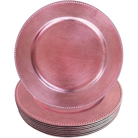 Blush Pink Plastic Beaded Charger Plates