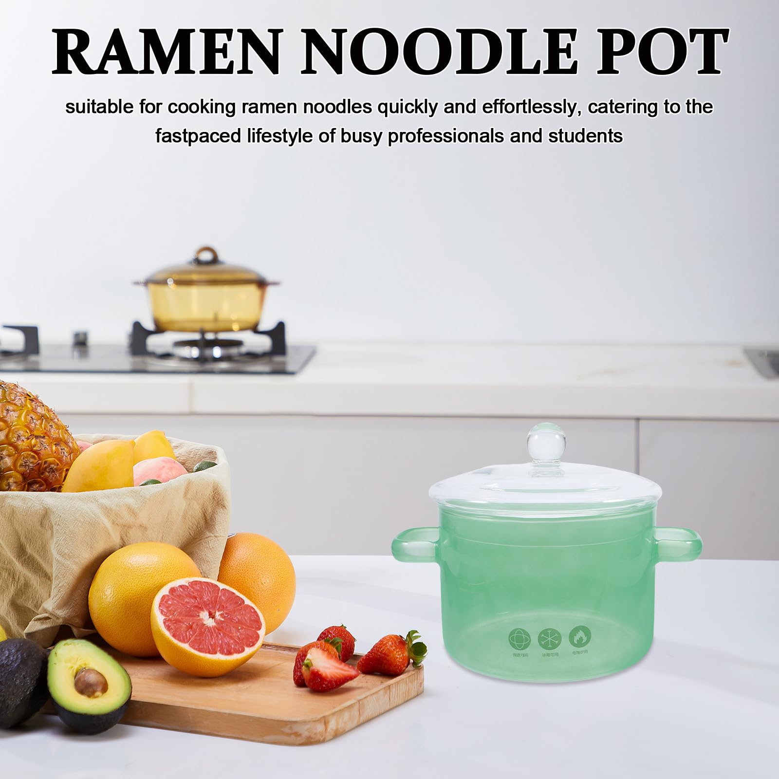 Olla de Vidrio para Pasta de 1500ml con Doble Asa Verde