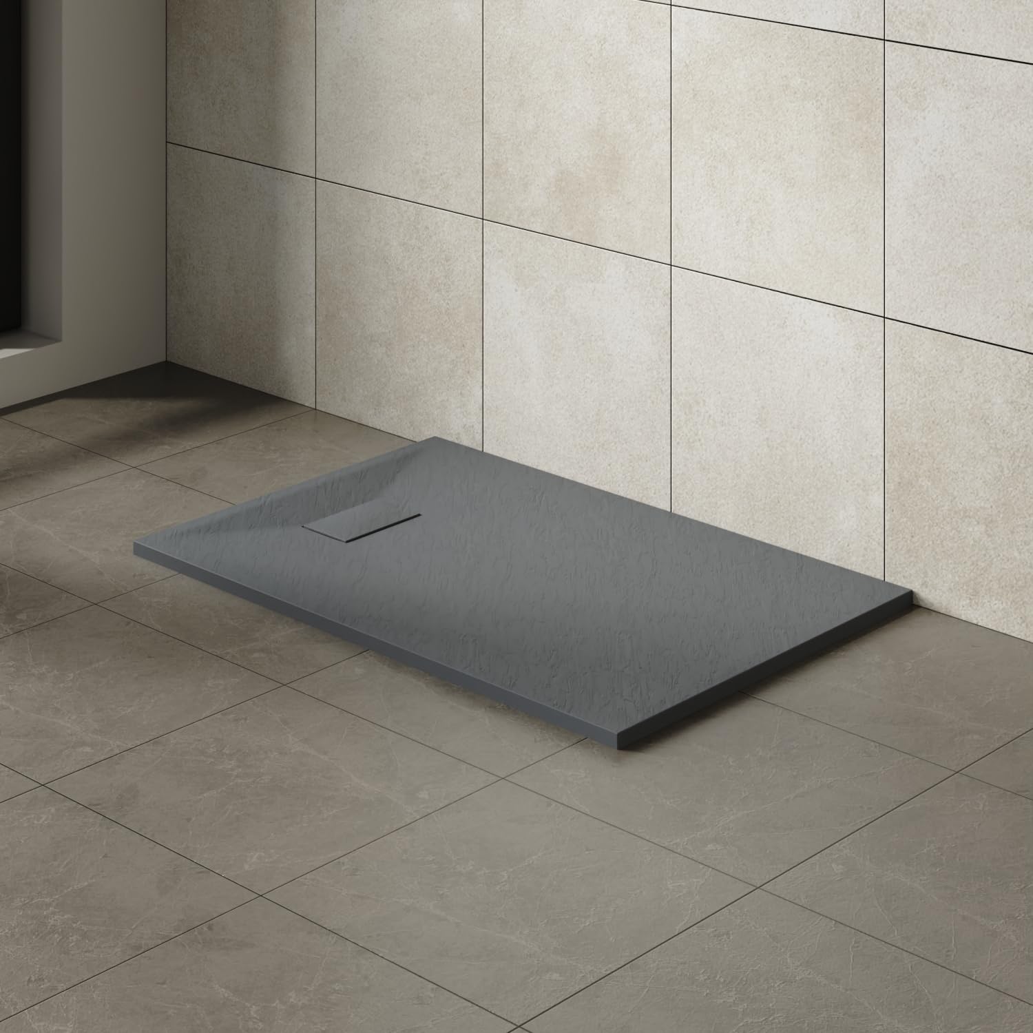 Aquariss 1100x800mm SMC Anti Slip Shower Base Tray Rectangular for Shower Enclosure Anthracite