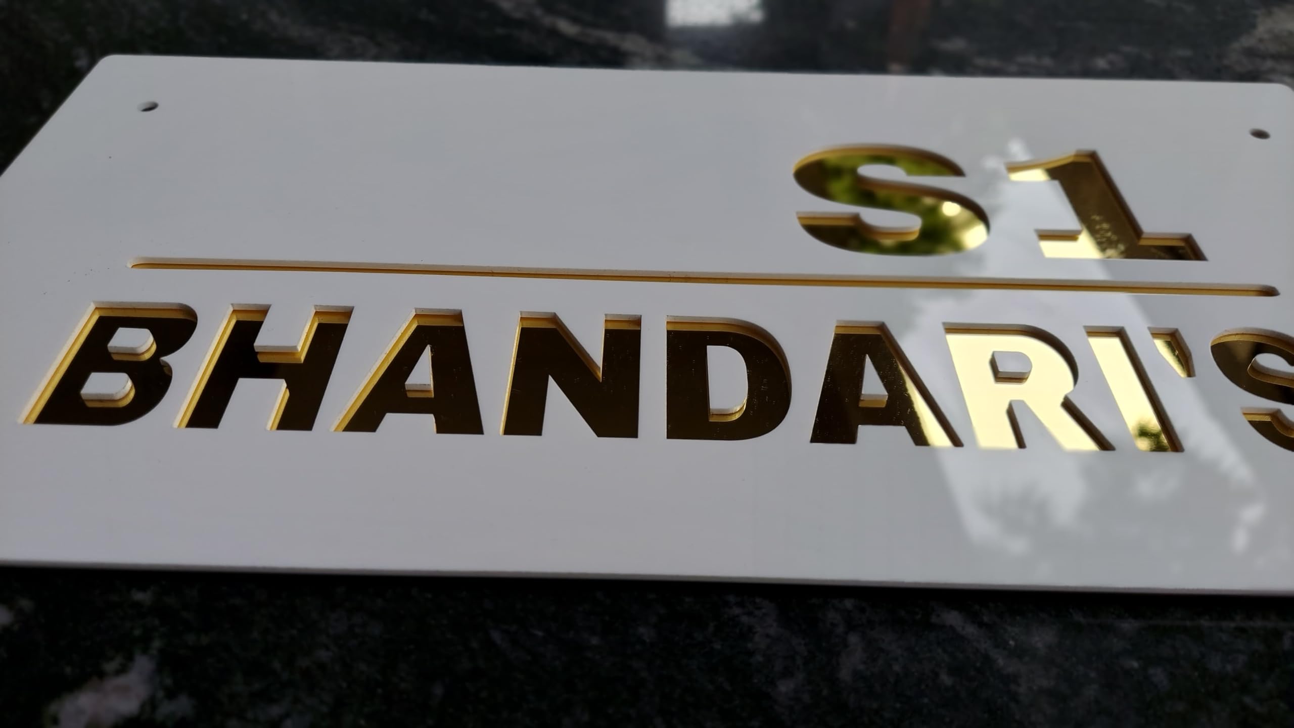 Personalized Waterproof Luxury Door Name Plates for Home Entrance (15x30 Cm) with 3D Letters- Ideal for Home, Office and Outdoor Entrances With Stainless Steel Screws || Door name plates (White&Gold) — Amazon image 7