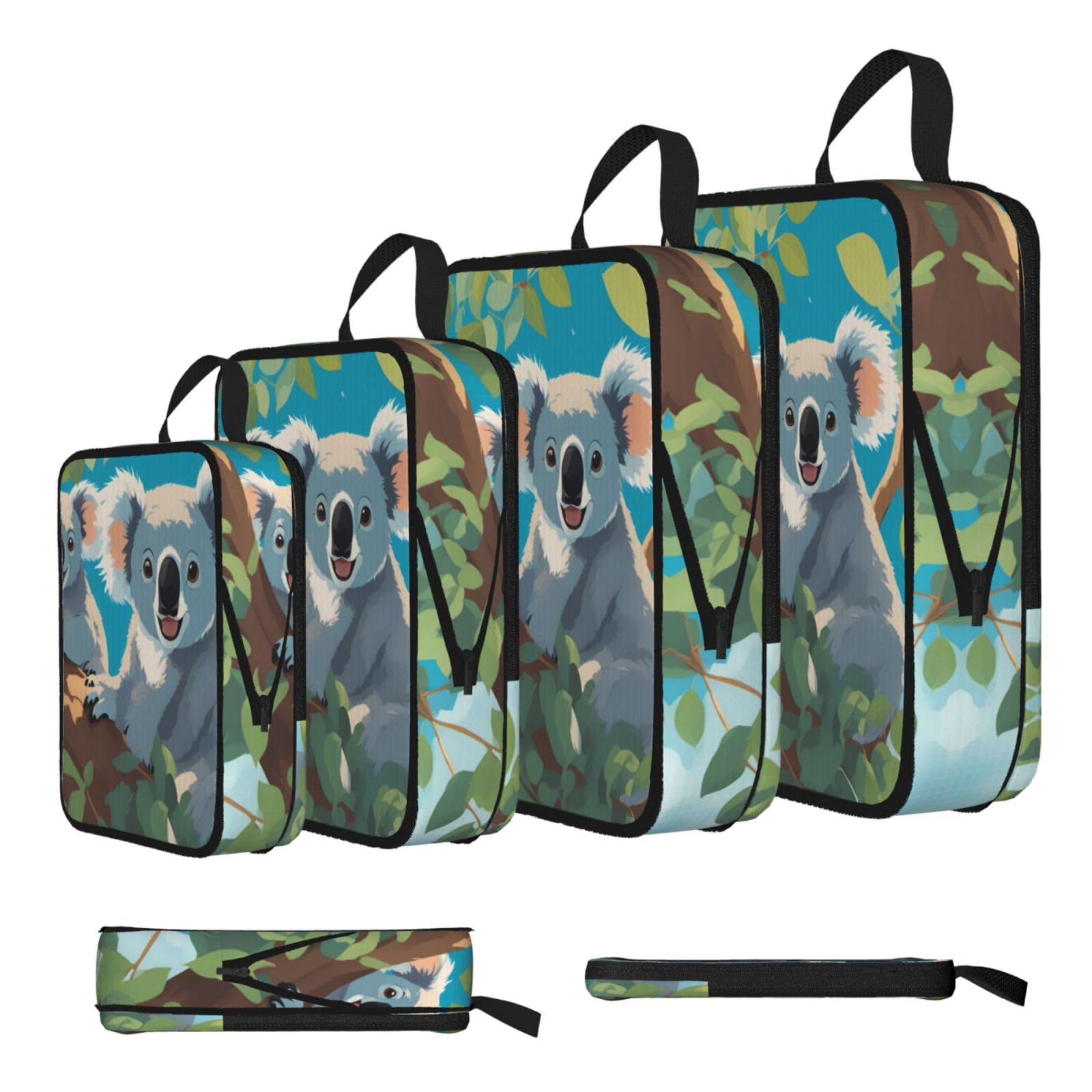 Sxzvvbn Black Two Happy Koalas Compression Packing Cubes 4 Piece Set