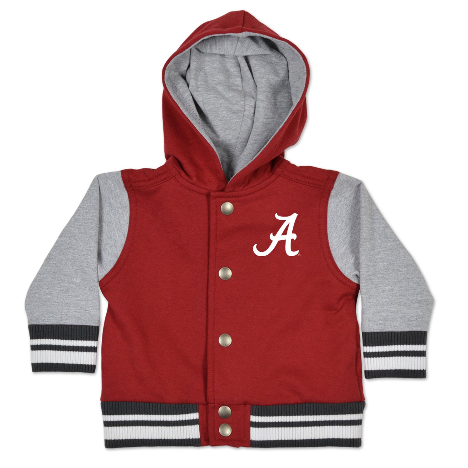 NCAA Alabama Crimson Tide Children Unisex Infant Letterman Jacket, 6 Months, Cardinal/Oxford