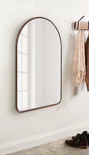 Miniatura 4 de Kate and Laurel Caskill - Espejo de pared arqueado de mediados de siglo; 24 x 36; bronce oscuro; espejo decorativo grande y moderno para exhibición