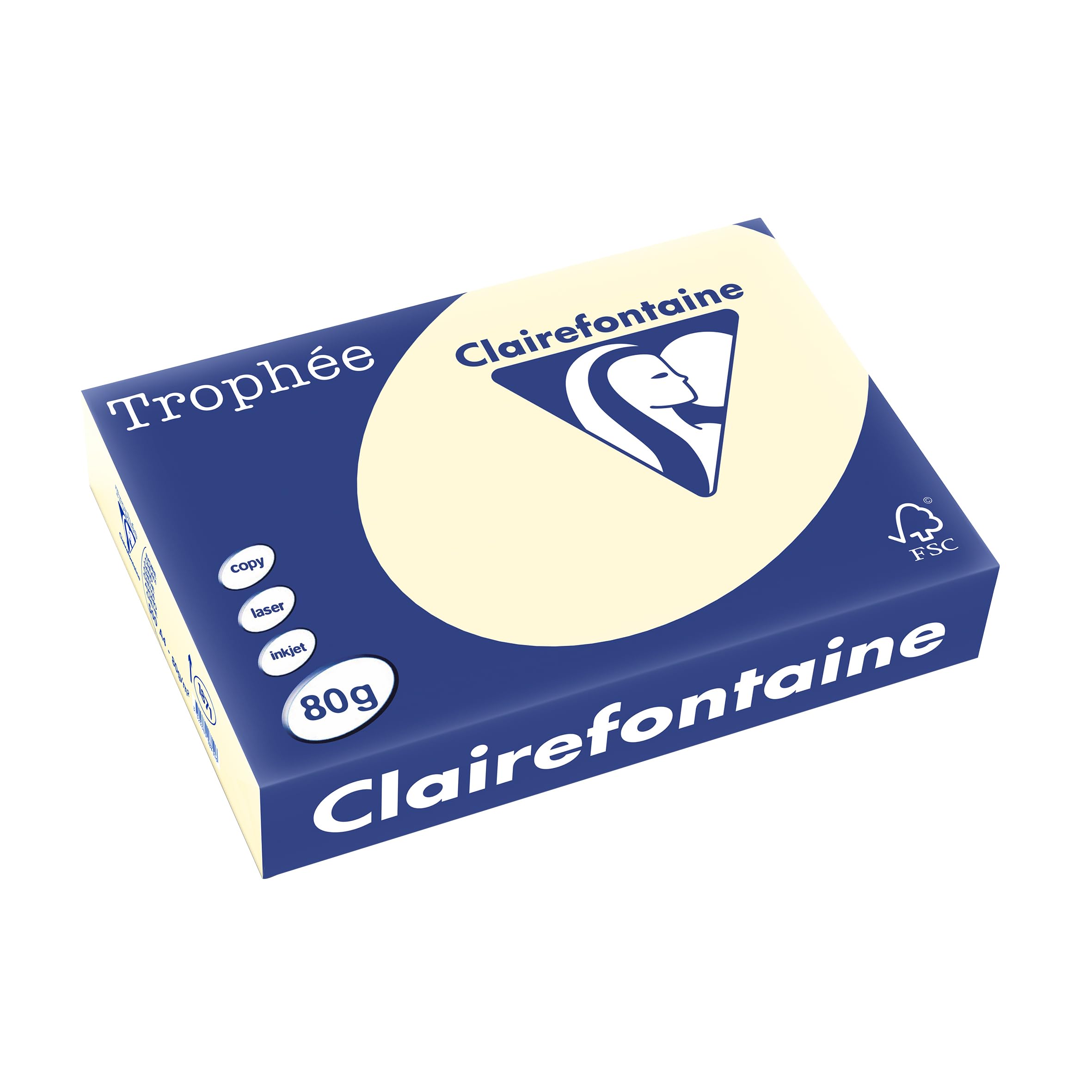 Clairefontaine Trophée 1871C 2500 fogli di carta colorata formato A4, 80 g al m2, confezione con 5 risme da 500 fogli, colore: grigio acciaio