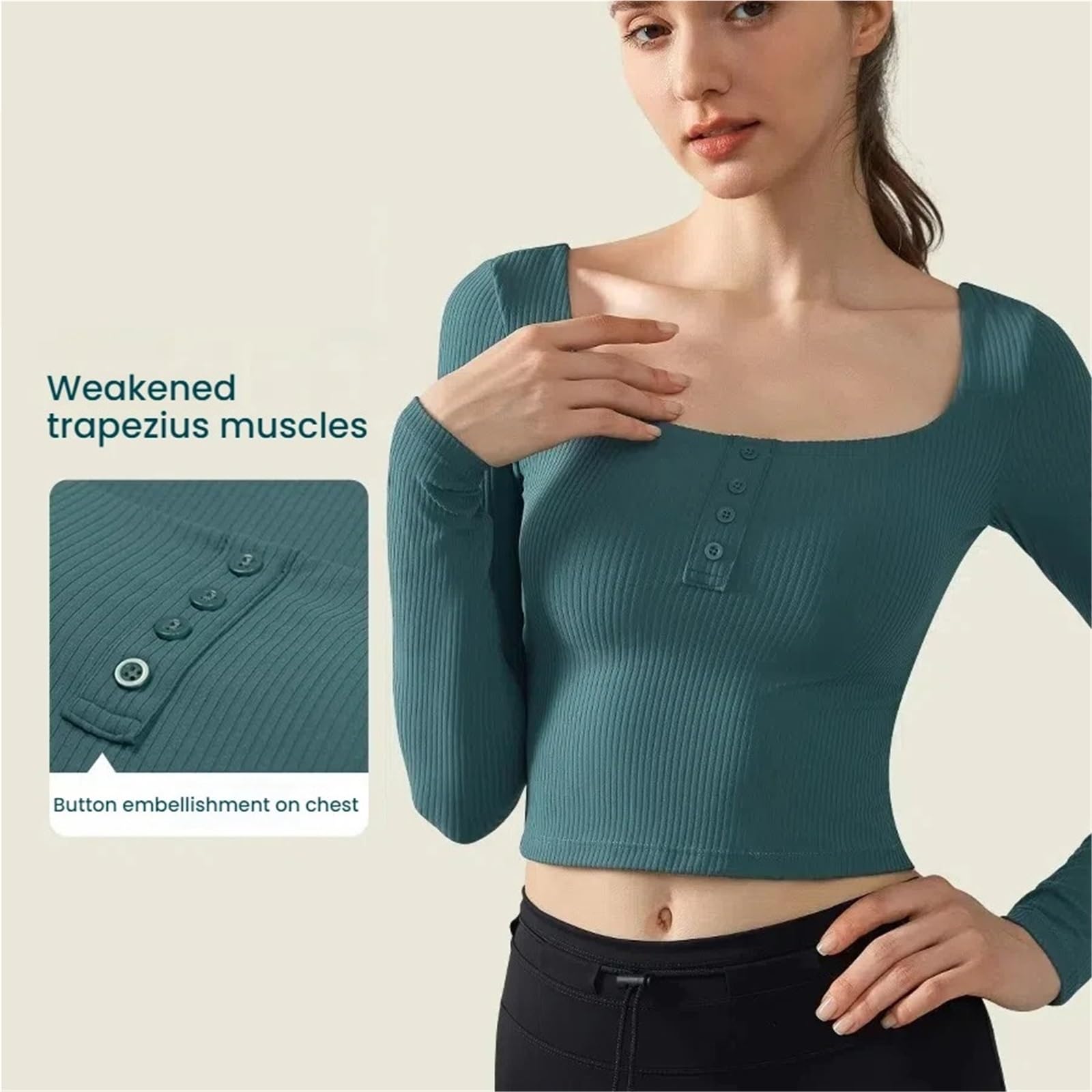 Reggiseno Incorporato a Maniche Lunghe for Top da Yoga da Donna