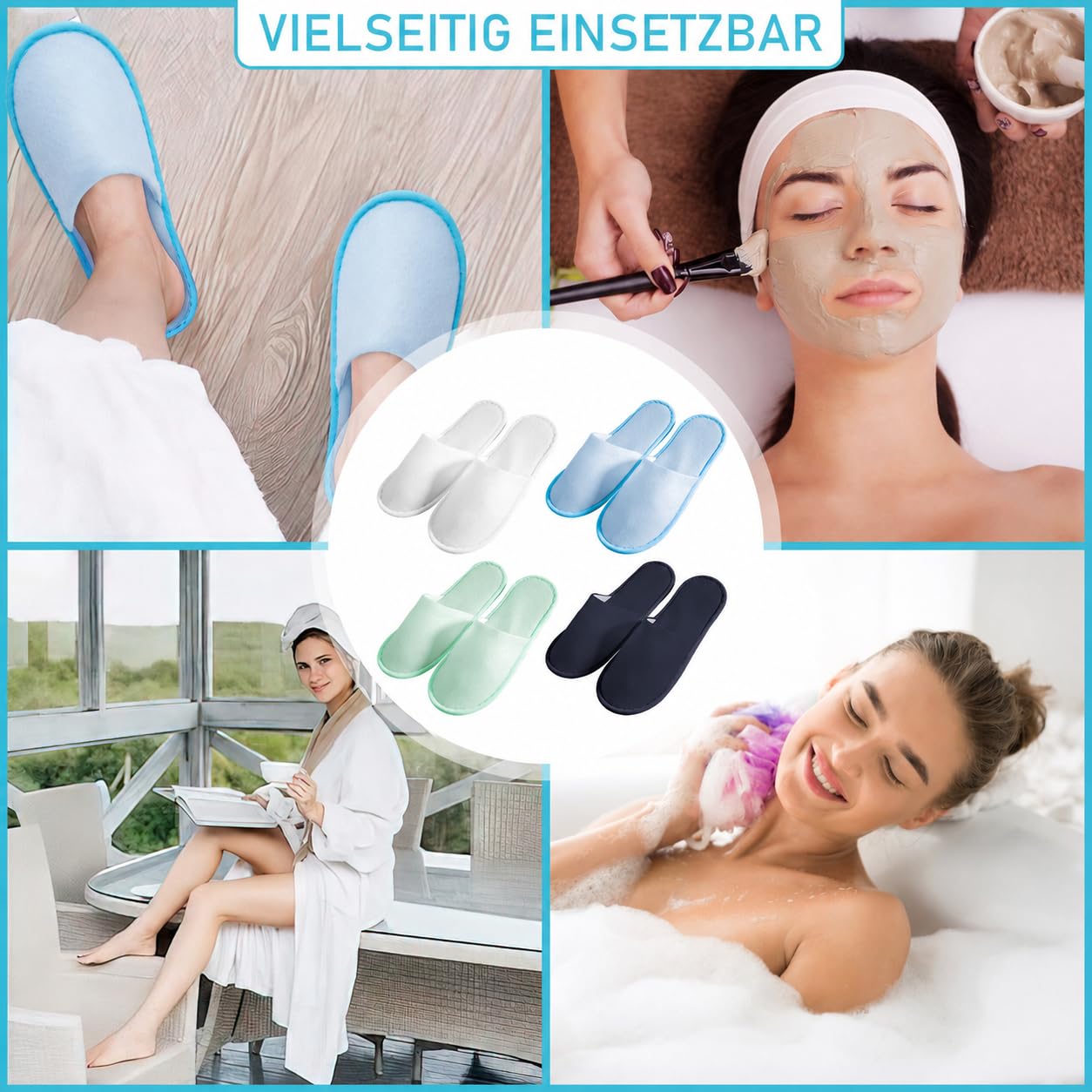 24 Paar Einweg-Hausschuhe, Gästehausschuhe Set, Rutschfeste Hotelslipper, Bequem Hotel Slipper für Hotel Spa Zuhause Party Reisen Damen Herren (4 Farben)