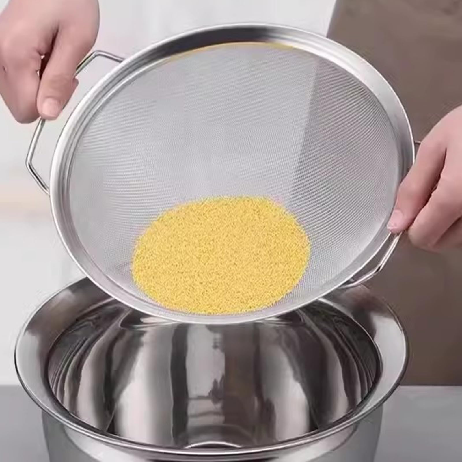 Sitko do mąki ze stali nierdzewnej, sitko do herbaty ze stali nierdzewnej, sitko kuchenne nadaje się do przesiewania, filtrowania i opróżniania. (31,4 cm)