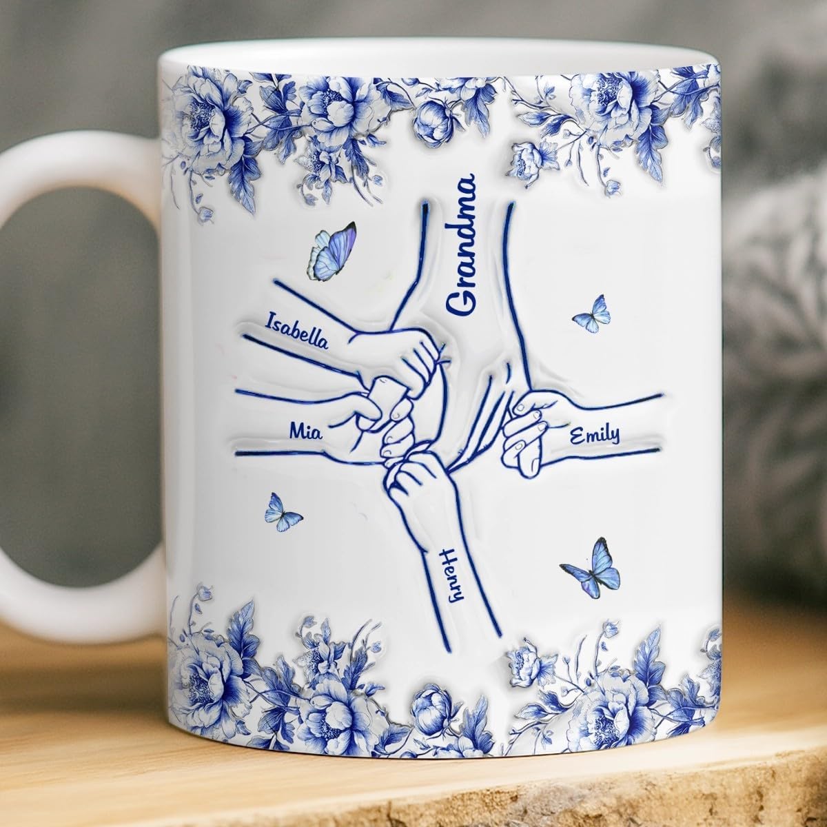 Pawfect House Custom 2D Mug, Personalized Birthday Gifts For Mom, Grandma, Hand In Hand Through Life, Ceramic Tea Mug For Mama, Gigi, Mom Gifts From Daughters, Coffee Mug For Women, Mother