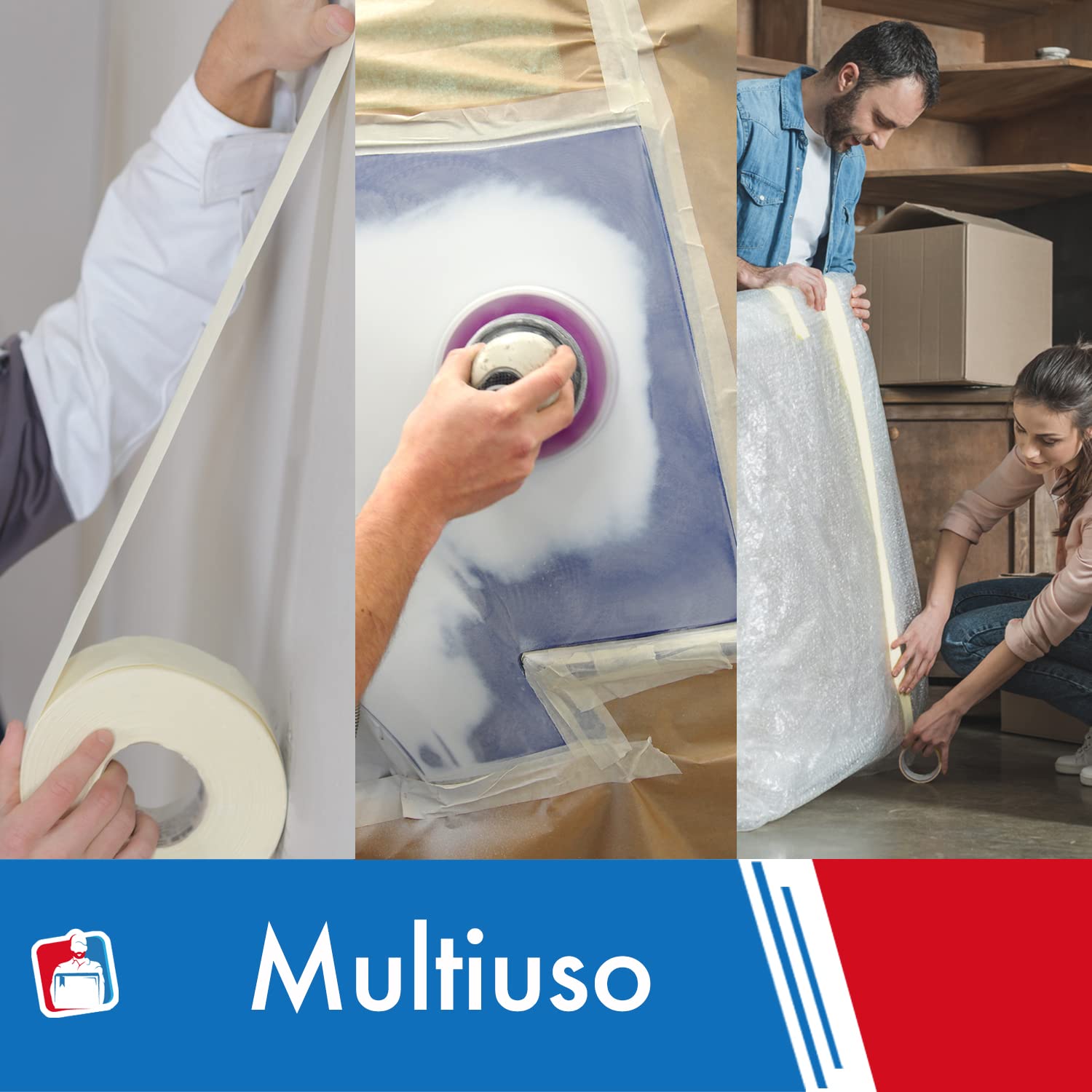 IMBALLAGGI 2000-72 Pezzi, Nastro Adesivo Carta 38x50 Resistente 80 Gradi, Nastro Mascheratura per Carrozziere e Pacchi