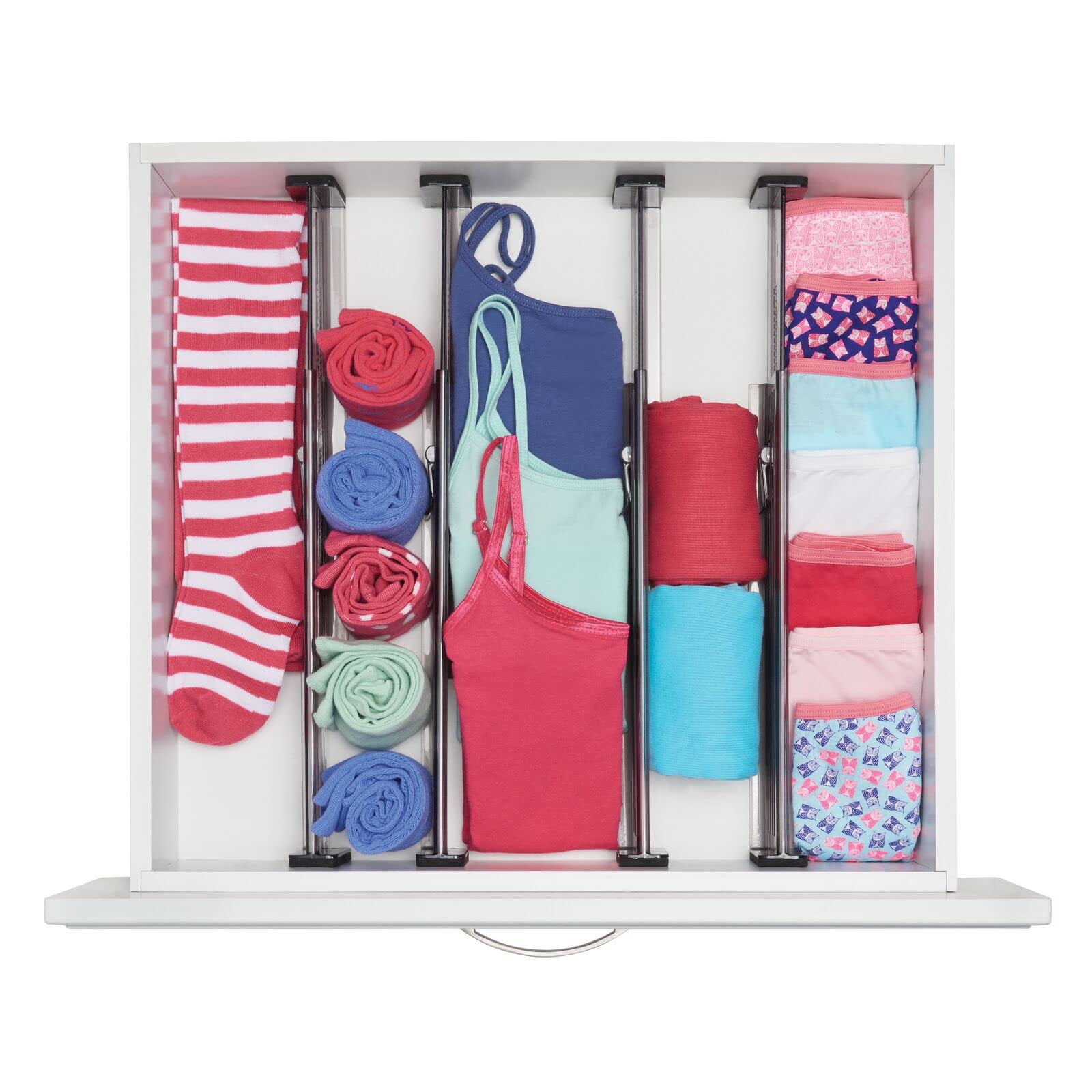 mDesign verstellbarer Schubladeneinsatz – praktischer Schubladen Organizer für Schränke und Kommoden – flexibler Schubladenteiler aus Kunststoff – 8er-Set – rauchgrau und schwarz