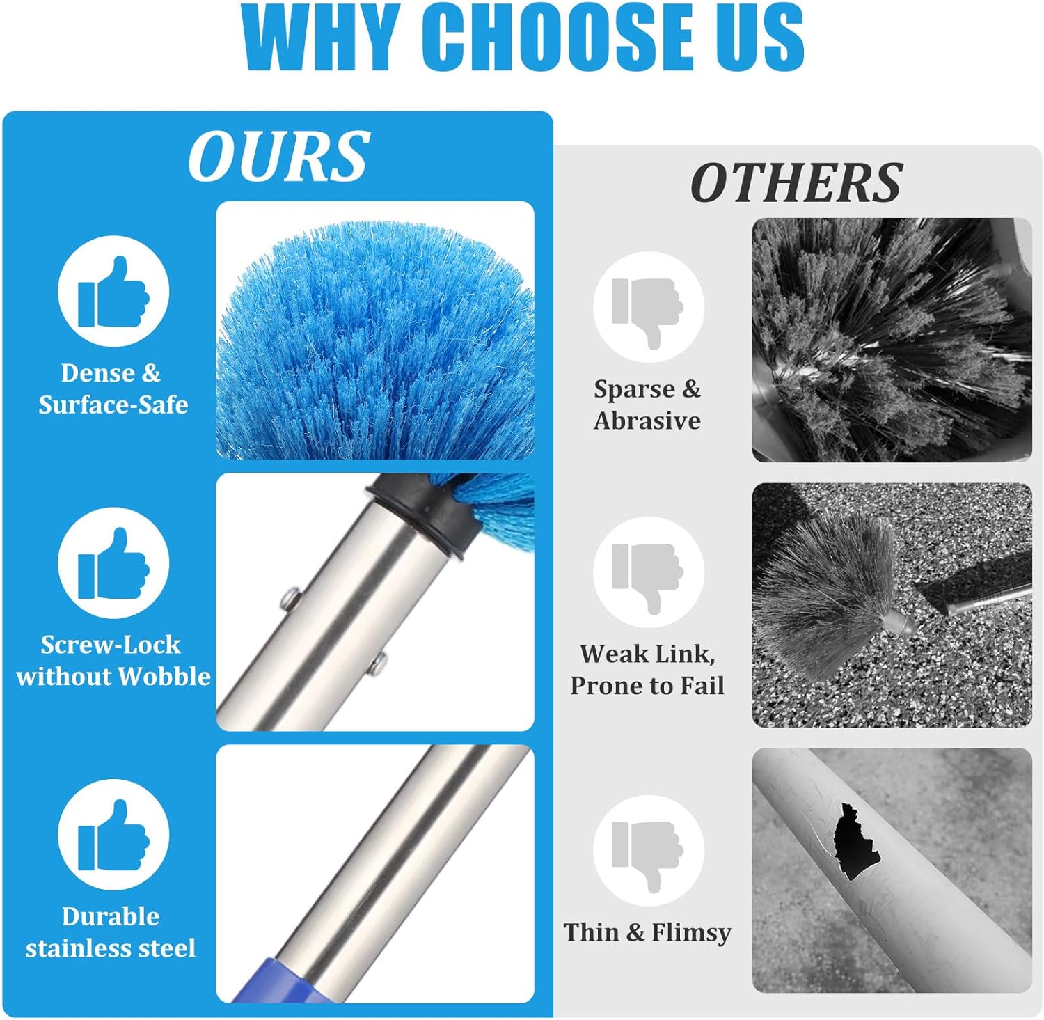 Cobweb Duster with Extens Pole - Lightweight Stainl Steel Extendable